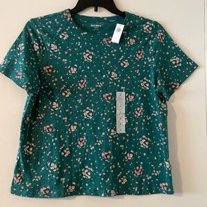 Old Navy Green tee with pink flowers - size Large